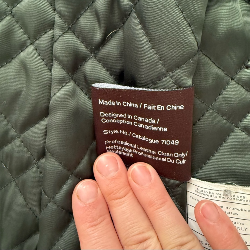 DANIER Forest Green Leather Jacket Removable Faux Fur Collar Quilted Lining Luxe - Picture 6 of 9